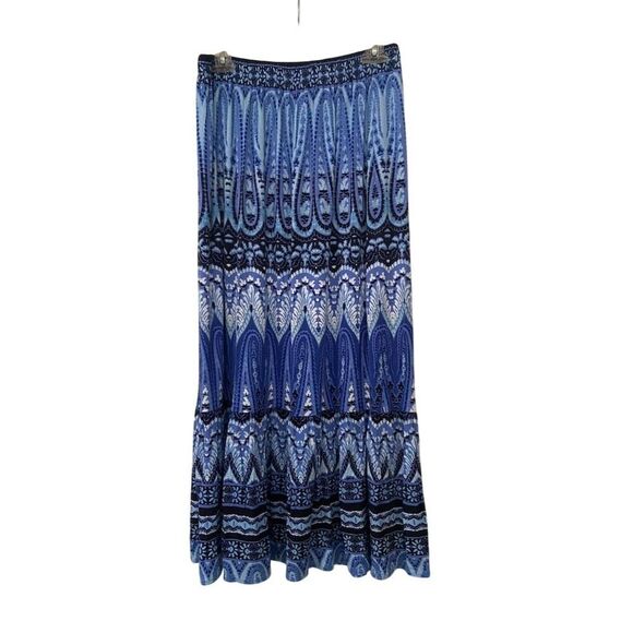 Saint John’s Bay Maxi Skirt Blue Geometric Design Pull On Boho Size PS - Picture 1 of 9